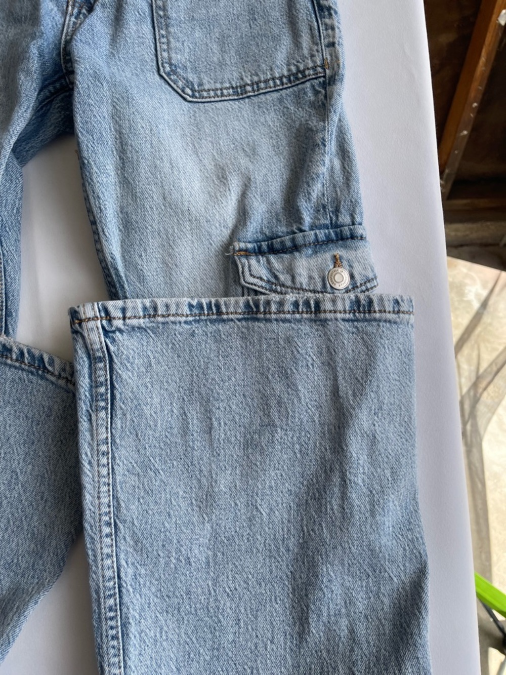 Aeropostale Light Blue High-Rise Cargo Flare Jeans - Women's - Picture 9 of 12